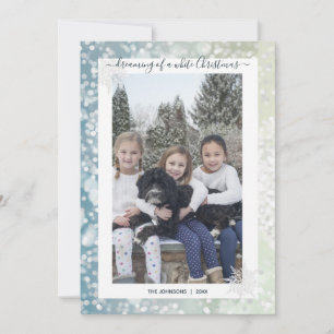 Elegant White Christmas Snowflake Crystal Bokeh Holiday Card