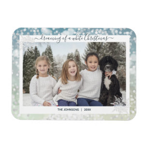 Elegant White Christmas Snowflake Crystal Bokeh Magnet