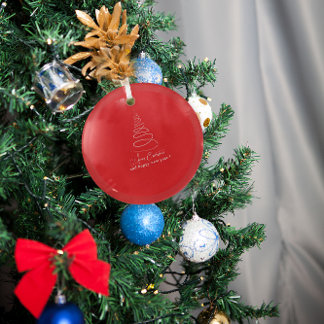 Elegant White Christmas Tree Red Glass Tree Decoration