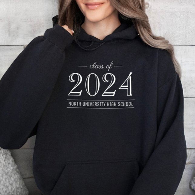 Elegant White Class of 2026 Black School Hoodie (Creator Uploaded)