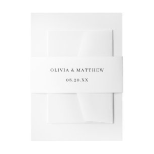 Elegant White Classic Minimalist Wedding Invitation Belly Band