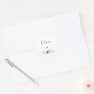 Elegant White Classic Minimalist Wedding Round Sticker