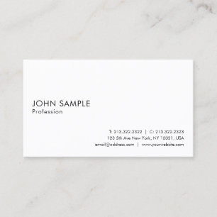Elegant White Clean Plain Professional Modern Business Card