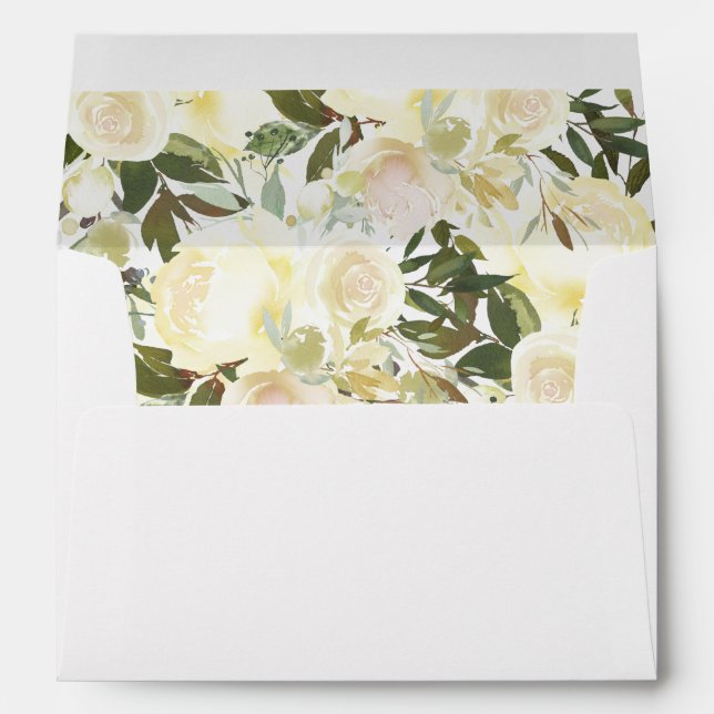 Elegant White Cream Floral Envelope (Back (Bottom))