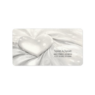 Elegant White Cream Heart Address Label