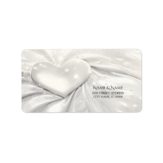 Elegant White Cream Heart Address Label