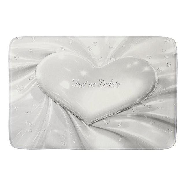 Elegant White Cream Heart Bath Mat (Front)