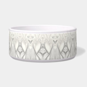 Elegant White Cream Heart Ceramic Pet Bowl