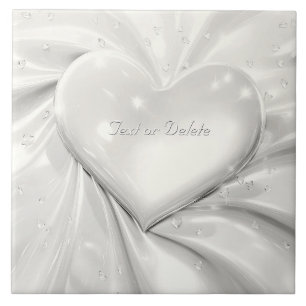 Elegant White Cream Heart Ceramic Tile