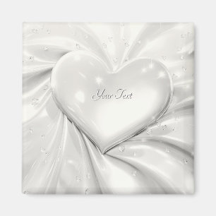 Elegant White Cream Heart Magnet