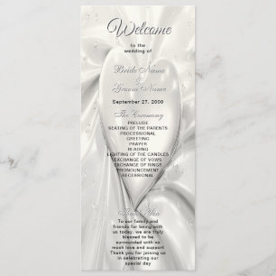 Elegant White Cream Heart Wedding Program