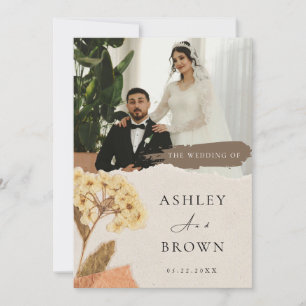 Elegant White Cream Modern Photo Wedding Invitation
