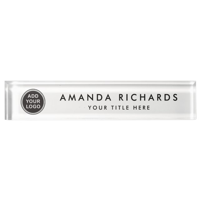 Elegant white custom logo nameplate (Front)