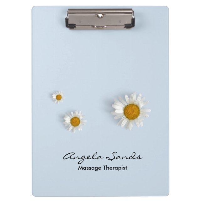 Elegant white daisies blue clipboard (Front)
