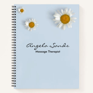 Elegant white daisies blue notebook