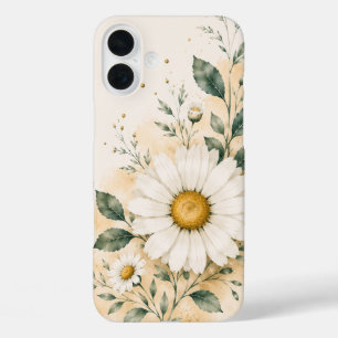Elegant White Daisy Floral iPhone 16 Plus Case