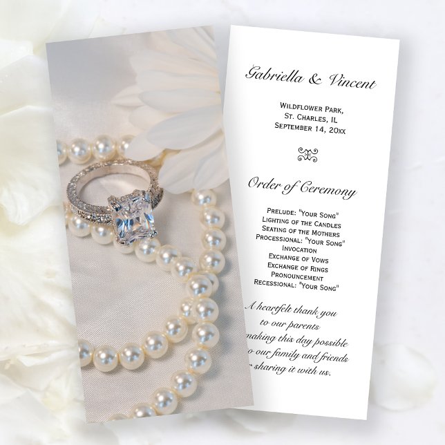 Elegant White Daisy Wedding Ceremony Program (Creator Uploaded)