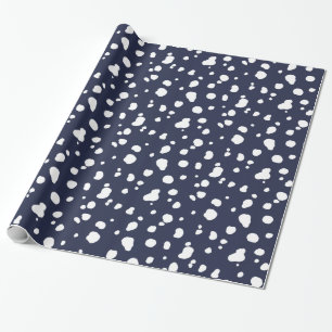 Elegant White Dalmatian Spots & Navy Wrapping Paper