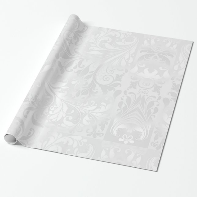 Elegant White Damask Wrapping Paper (Unrolled)