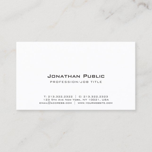 Elegant White Design Modern Creative Plain Business Card (Front)