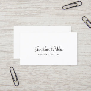 Elegant White Design Modern Plain Professional Business Card