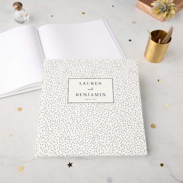 Elegant White Dotted Confetti Guest Book (Front Open)
