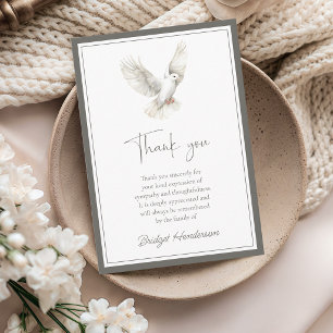 Elegant White Dove Funeral Thank You Card