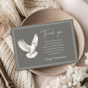 Elegant White Dove Funeral Thank You Card