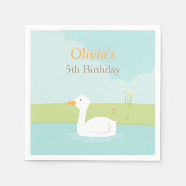 Elegant White Duck Birthday Party Supplies Napkins (Front)