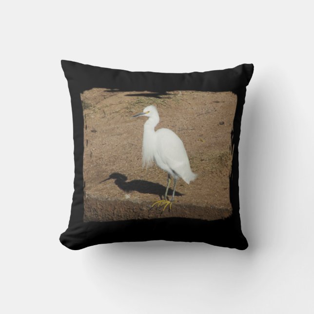 Elegant White Egret Photo Large Wild Bird Cushion (Front)