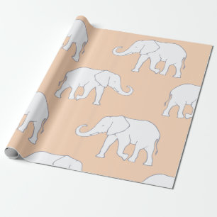 Elegant White Elephant Pattern on Soft Pastel Wrapping Paper