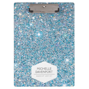 ELEGANT WHITE EMBLEM ON BLUE GLITTER BACKGROUND CLIPBOARD