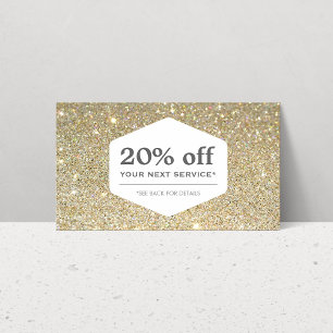 ELEGANT WHITE EMBLEM ON GOLD Discount Coupon Card