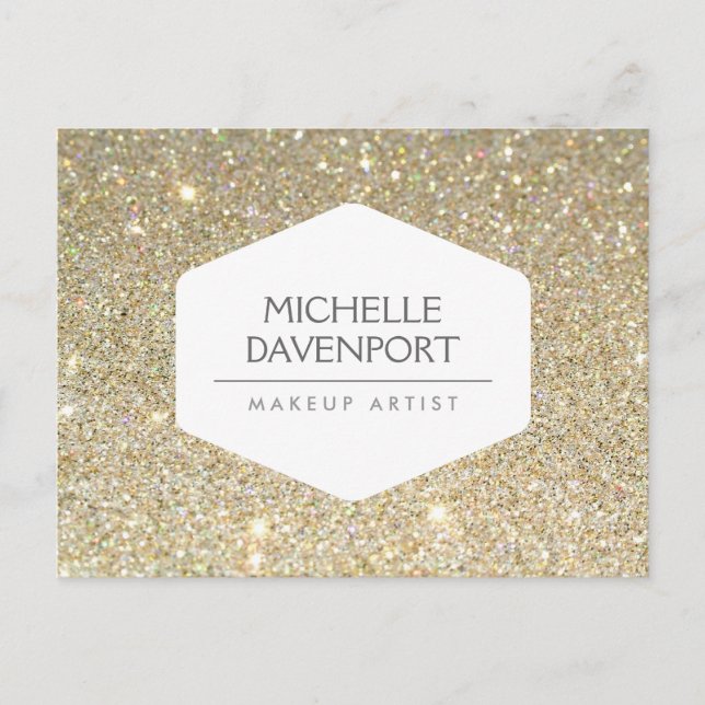 ELEGANT WHITE EMBLEM ON GOLD GLITTER Postcard (Front)