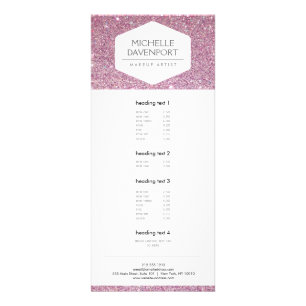 ELEGANT WHITE EMBLEM ON PINK GLITTER Rack Card