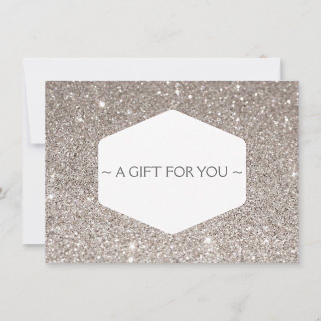 ELEGANT WHITE EMBLEM SILVER GLITTER Gift Card (Front)
