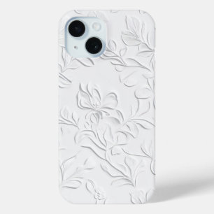 Elegant White Embossed Floral Phone Case
