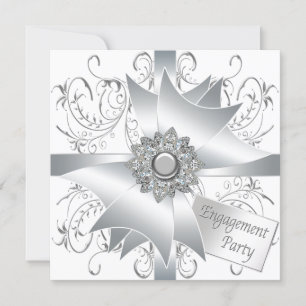 Elegant White Engagement Party Invitation