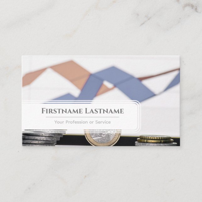 Elegant white euro money chart as financial expert business card (Front)