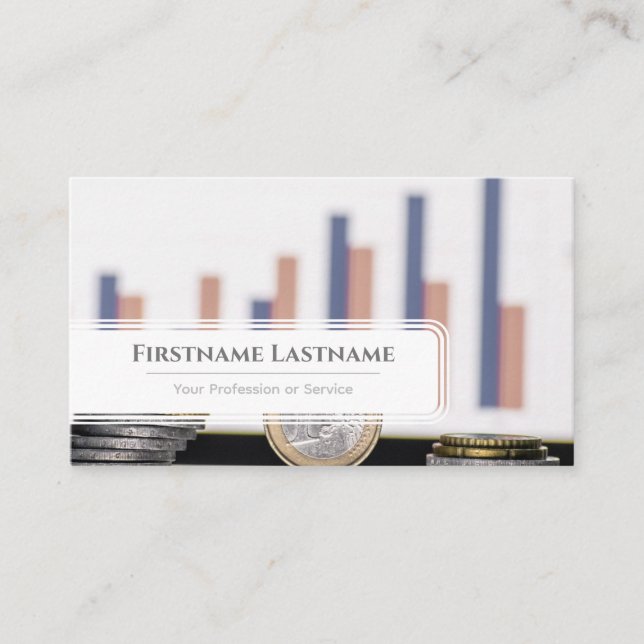 Elegant white euro money chart as financial expert business card (Front)