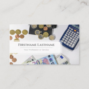 Elegant white euro money currency financial expert business card