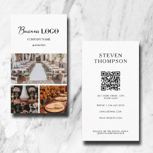 Elegant White Event Planning Business 3 Photos Card