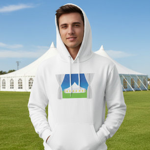 Elegant White Event Tent with Curtains Hoodie
