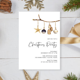 Elegant White Family Christmas Party Invitation