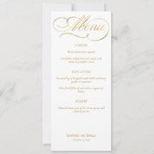 Elegant White & Faux Gold Calligraphy Wedding Menu