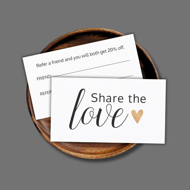 Elegant White Faux Gold Heart Beauty Salon Referral Card (Creator Uploaded)