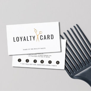 Elegant White Faux Gold Scissor Loyalty Card