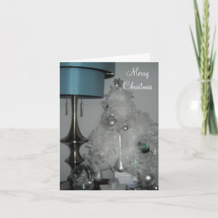 Elegant White Feather Christmas Tree Holiday Card