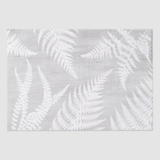 Elegant White Fern on Canvas Burlap Texture Tissue Paper (Front)