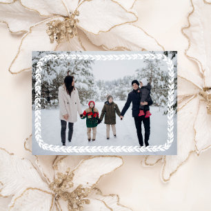 Elegant White Festive Garland Photo Holiday Card
